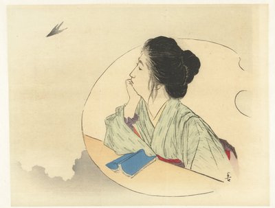 Donna che guarda un uccello da Kajita Hanko