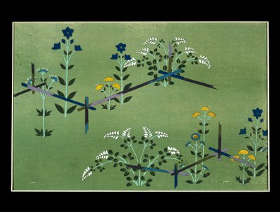 Fiori autunnali, studio per tessuto da Kamisaka Sekka