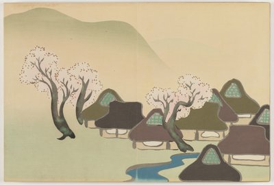 Fiori di Cento Mondi (Momoyogusa): Villaggio Agricolo in Primavera (Harudenka) da Kamisaka Sekka