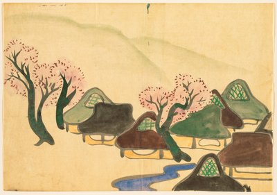 Fiori di Cento Mondi (Momoyogusa): Villaggio Agricolo in Primavera (Harudenka) da Kamisaka Sekka
