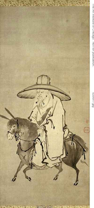 Il poeta Du Fu in sella a un asino da Kanô Shigenobu