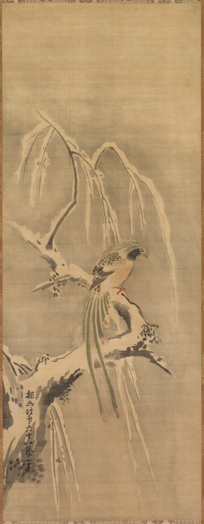 Uccello cinese su ramo carico di neve da Kanō Tan’yū