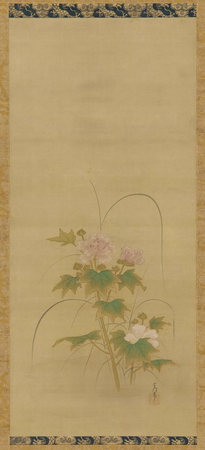 Ibisco parte di un set, periodo Edo da Kanô Yôboku Tsunenobu