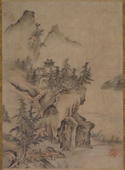 Letterato Cinese in Viaggio verso un Tempio di Montagna da Kano Hidemasa