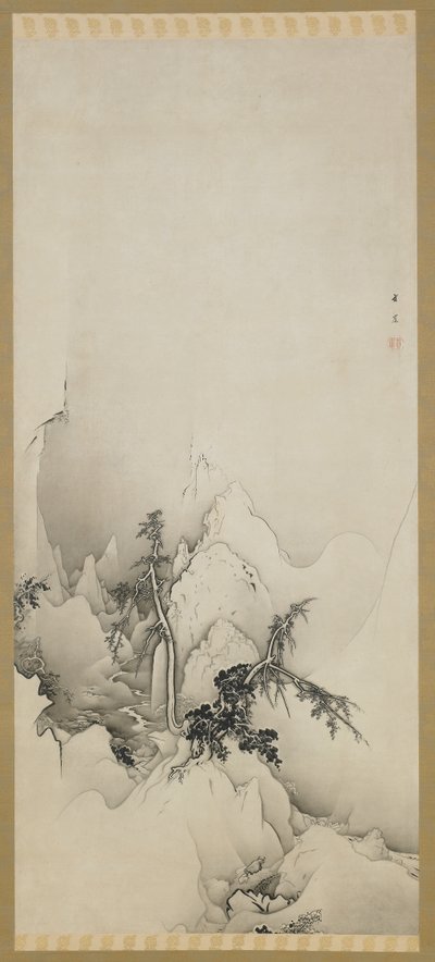 Paesaggio invernale: una gola, periodo Edo, 1883 da Kano Hogai