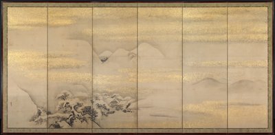 Paesaggi estivi e invernali, uno di una coppia, 1600 da Kano Naonobu