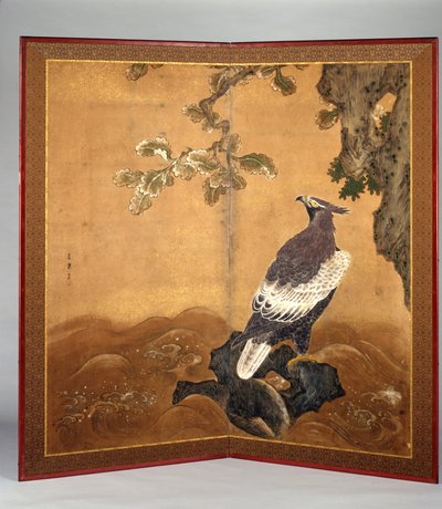 Aquila-falco e quercia da Kano Sanraku