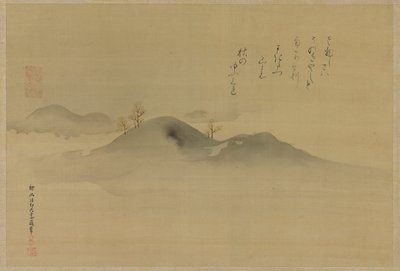 Sempreverdi su colline lontane da Kanō Tan’yū