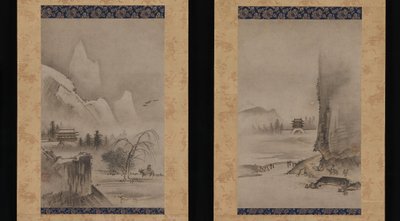 Due vedute dagli Otto panorami dei fiumi Xiao e Xiang, inizio XVI secolo da Kantei