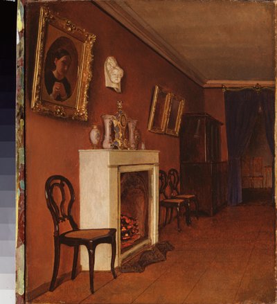 Interno con camino da Kapiton Alekseevich Zelentsov