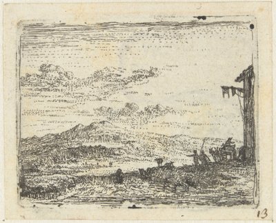 Paesaggio italianizzante con carro presso una locanda da Karel Du Jardin