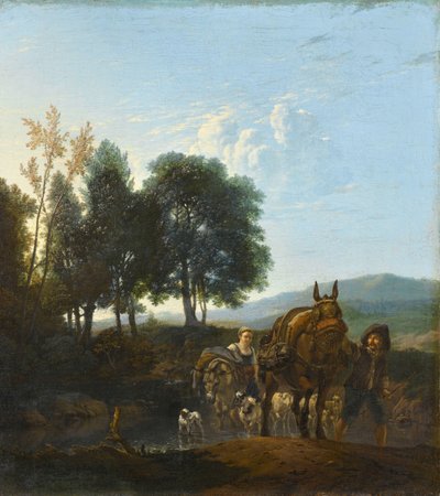Paesaggio con conducente di mulo da Karel Du Jardin