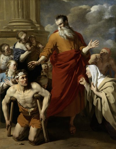 San Paolo guarisce lo storpio a Listra da Karel Du Jardin