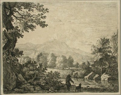 Paesaggio con uomo e cane da Karel Dujardin