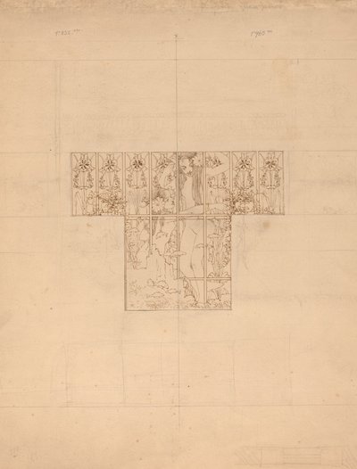 Nudo e pesce con fiori (Studio per finestra da bagno incisa) da Karel Vitezslav Masek