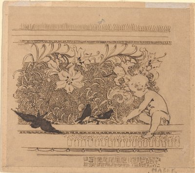 Disegno Ornamentale con Uccelli e Giglio da Karel Vitezslav Masek