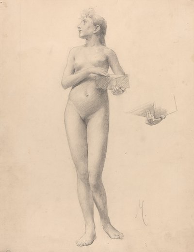 Donna nuda in piedi con una scatola da Karel Vitezslav Masek