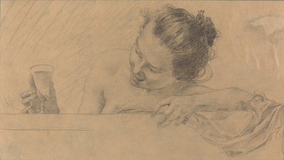 Donna nella Vasca, con un Bicchiere di Vino da Karel Vitezslav Masek