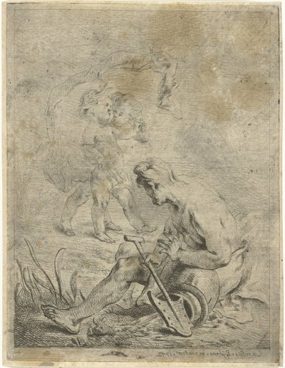 Dio del fiume che guarda due putti da Karel Ykens (II)