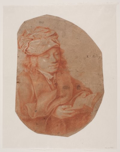 Giovane uomo che legge con un fazzoletto avvolto intorno alla testa da Karel van III Mander