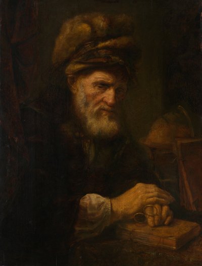 Un vecchio con un berretto di pelliccia da Karel van der Pluym