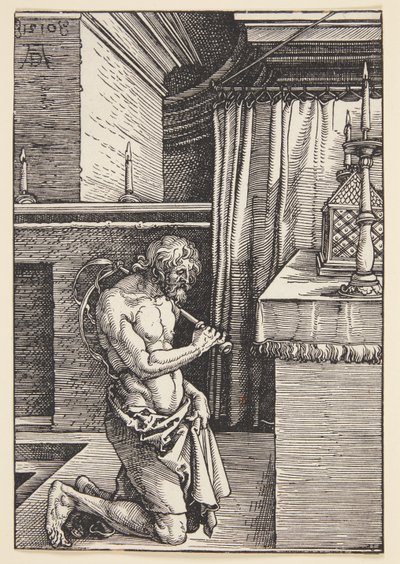 Vecchio con turbante, in piedi con bastone da Karel van der Pluym