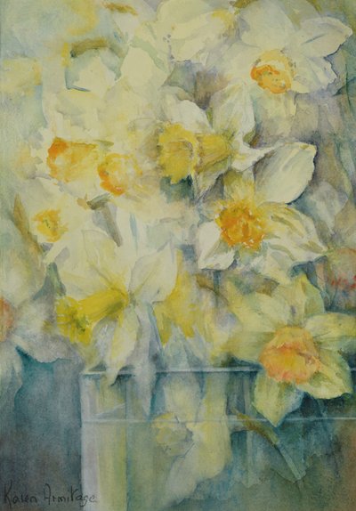Primavera, narcisi misti in serbatoio n. 3, Mrs Krelage, Ice Follies e Fortune da Karen Armitage