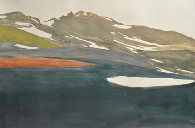 Vista sul lago dalla montagna innevata da Karin Bos