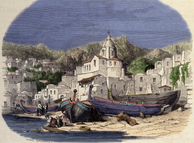 Veduta di Positano in Italia alla fine del XIX secolo dopo Girardet da Karl (after) Girardet
