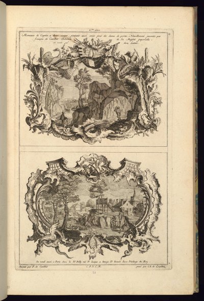 Stampa, Progetto per due cartigli, 1745 da Karl Albert von Lespilliez