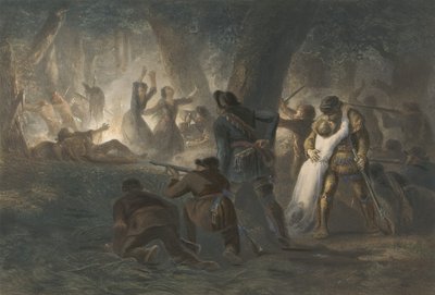 Liberazione delle figlie di Daniel Boone e Richard Callaway, pub. 1852 da Karl Bodmer