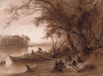 Accampamento dei viaggiatori sul Missouri da Karl Bodmer