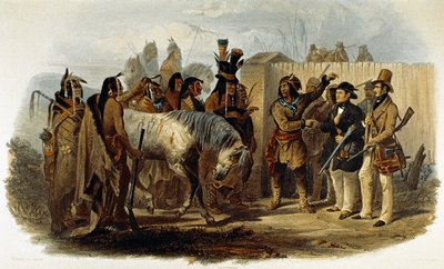 Il principe Max von Wied-Neuwied (1782-1867) e Karl Bodmer accolti dagli indiani Hidatsa da Karl Bodmer
