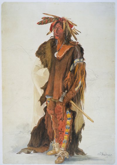 Wahk-ta-Ge-Li. Un guerriero Sioux da Karl Bodmer