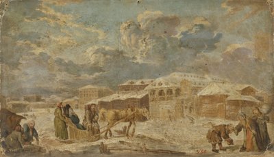 Piazza della città in inverno, seconda metà del XVIII sec. da Karl Friedrich Knappe