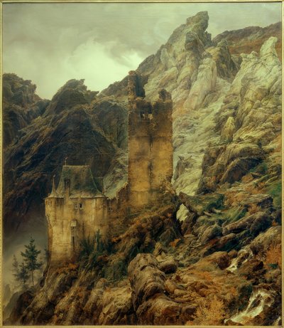 Paesaggio roccioso: Gola con rovine da Carl Friedrich Lessing