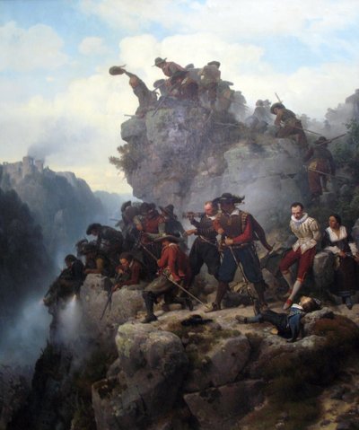 Fucilieri che difendono un passo da Carl Friedrich Lessing