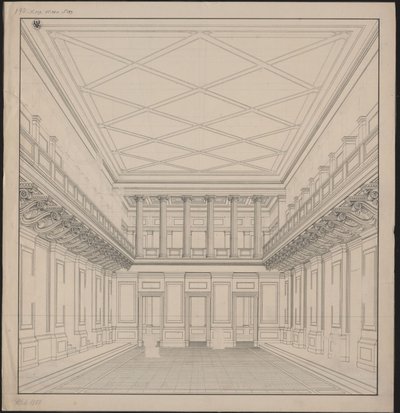 Berlino. Schauspielhaus sul Gendarmenmarkt, sala da concerto. Veduta da Karl Friedrich Schinkel