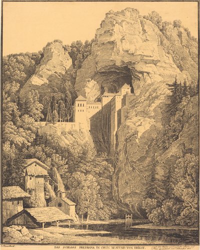 Das Schloss Prediama in Crein XII Stund: von Triest da Karl Friedrich Schinkel