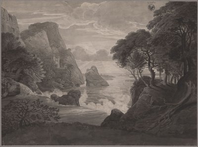Paesaggio costiero roccioso con un castello da Karl Friedrich Schinkel
