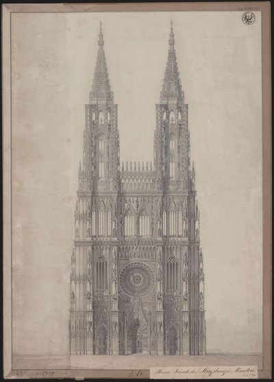 Strasburgo. Cattedrale. Progetto per il completamento della facciata occidentale da Karl Friedrich Schinkel