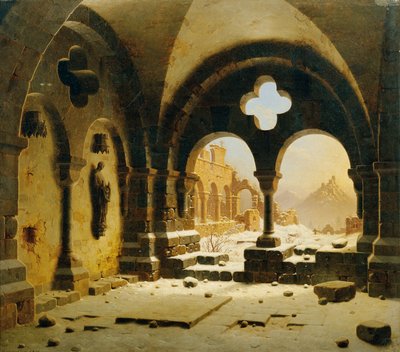 Rovine del monastero in inverno da Carl Georg Adolph Hasenpflug