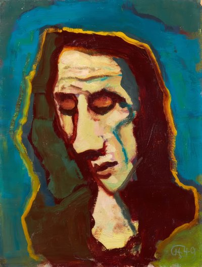 Testa di donna con sguardo basso da Karl Hofer