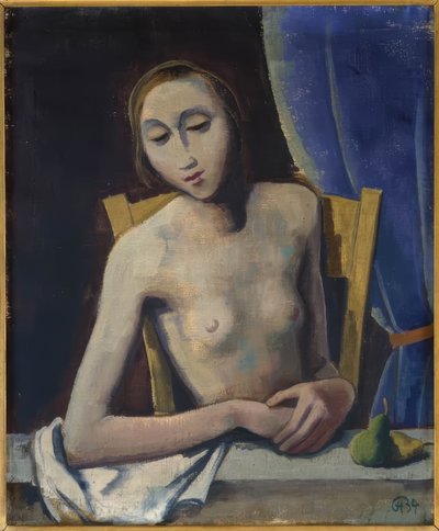 Ragazza davanti alla tenda da Karl Hofer