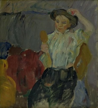 Signora con specchio a mano da Karl Isakson