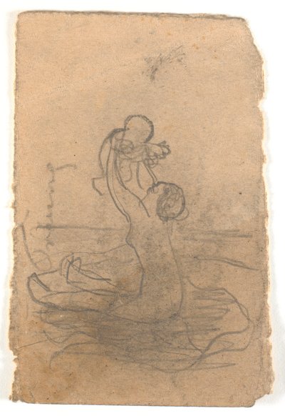 Donna nuda solleva un bambino piccolo da Karl Isakson