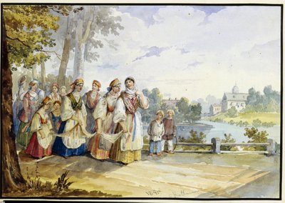 Giovani contadine russe in abito da festa da Karl Ivanovich Kolmann