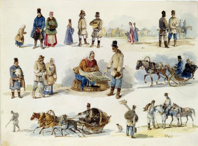 Tipi folkloristici della Russia da Karl Ivanovich Kolmann