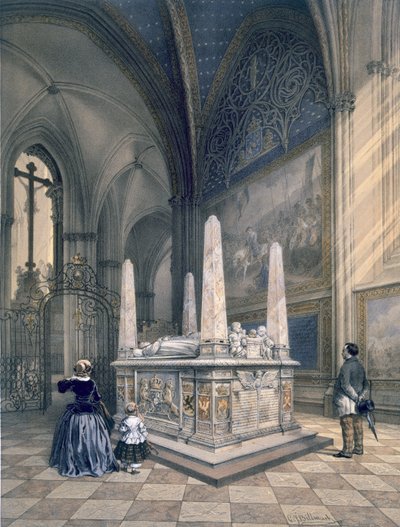 Tomba di Gustavo I nella Cattedrale di Uppsala, pub. c. 1853-64 da Karl Johann Billmark