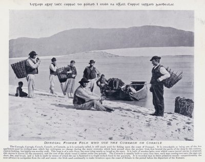 Pescatori di Donegal che usano il Curragh o Coracle da Karl Karlovich Piratsky
